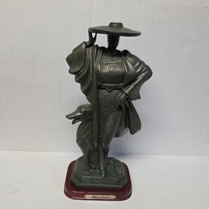 Vintage Louis Dionne Bronze-tone Art Deco Woman with Dog Figurine
